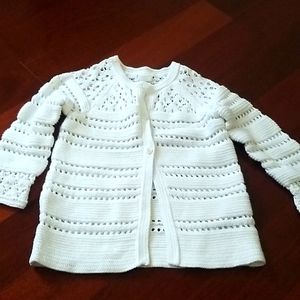 babyGap White Crochet Cardigan Sweater EUC